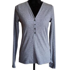 ATHLETA UPTEMPO RIBBED HENELY BUTTON TOP SZ SP EUC